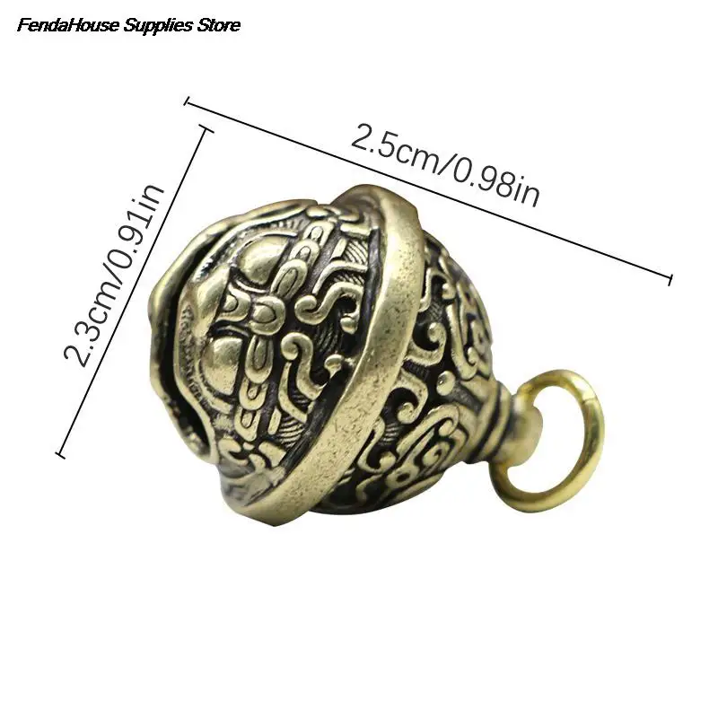 Brass Chinese Mythical Beast Bell Car Keychain Pendant Trinkets Vintage Copper Exorcism Bell Amulet Lucky Key Chain Hanging Gift images - 6