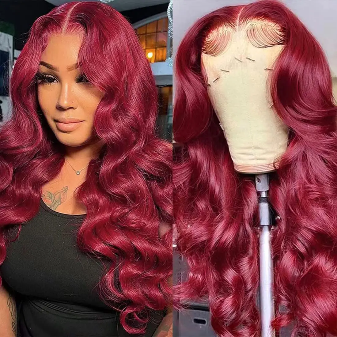 

Red 13x6 hd Lace Frontal Wig 99J Burgundy Glueless Wig Human Hair Ready To Wear Body Wave Brazilian Lace Front Wigs For Women