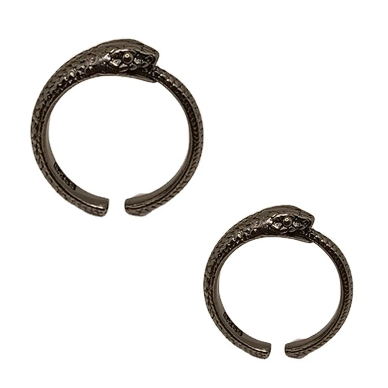 

SALONGFANG Cute Snake Rings Gothic Men Women Winding Snake Ring Jewelry Unique Stainless Steel Adjustable Open Ring