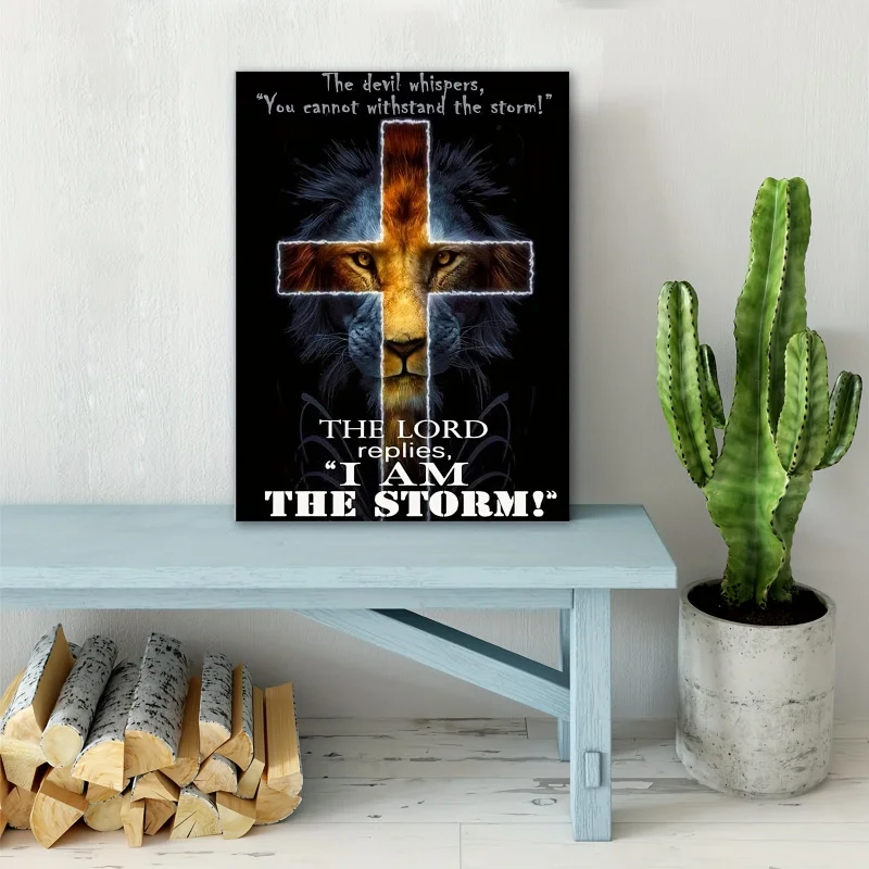 Вдохновляющее изображение Льва на холсте настенное искусство с деревянной