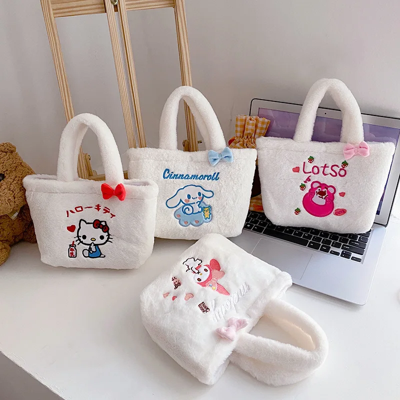 

Sanrio hello kitty bag New Plush Cartoon Cute Girl Youth Small Handbag Daily Storage All-Match Hand Carrying Fashion Women's Bag
