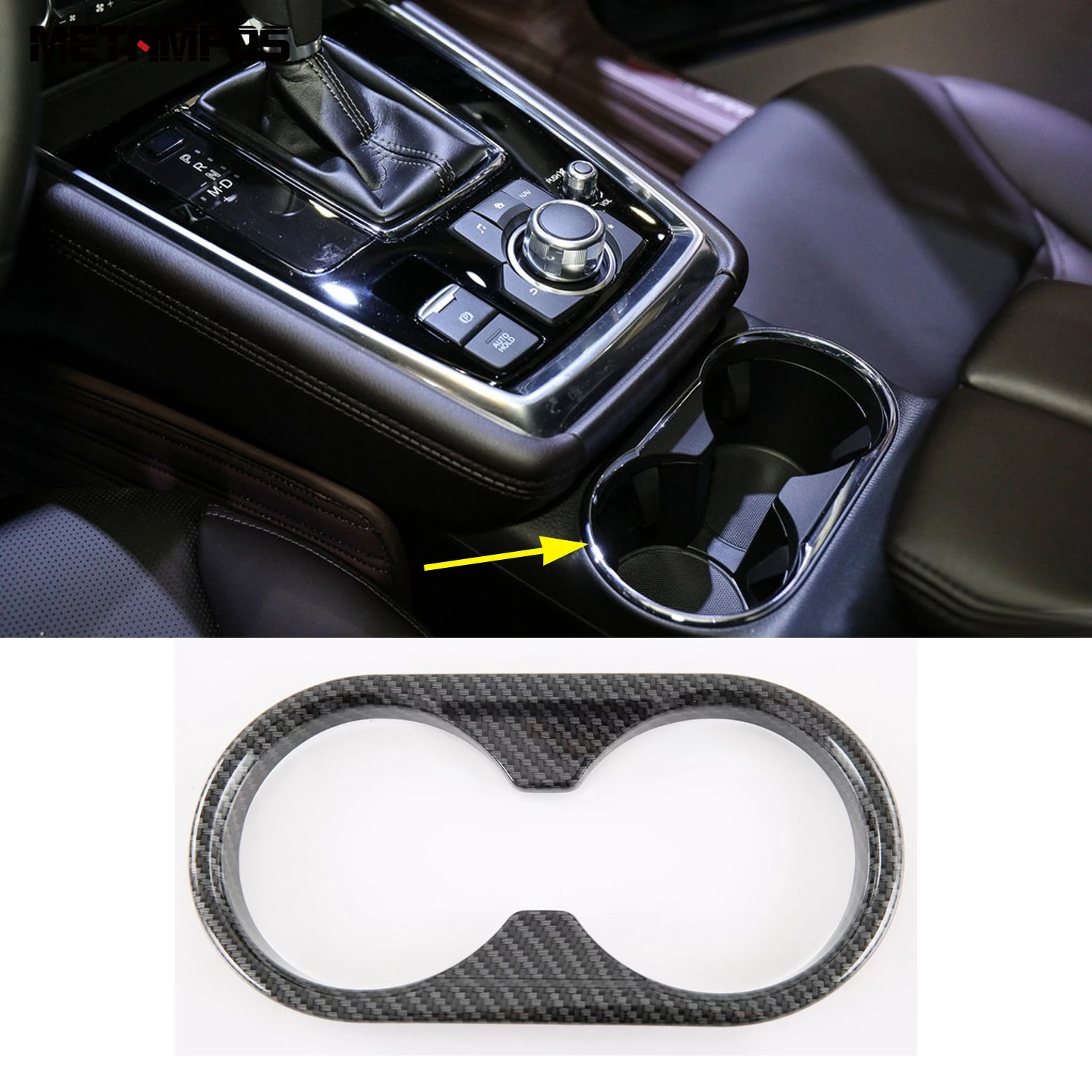 

For Mazda CX-8 CX8 2018-2020 2021 2022 Carbon Fiber Center Console Cup Holder Panel Cover Trim Sticker Accessories Car Styling