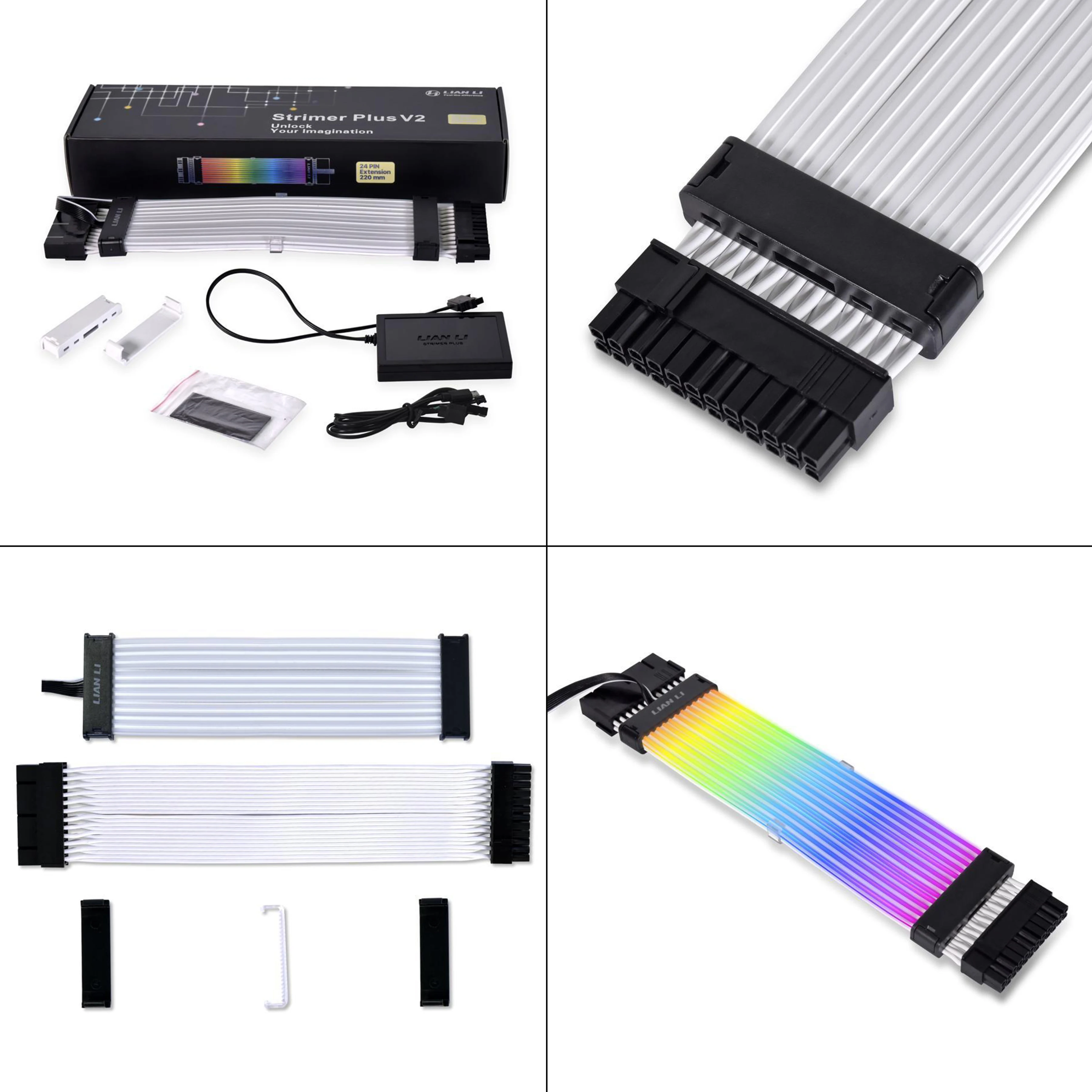 Lian Li Strimer Plus V2 RGB PSU Удлинительный кабель гибкий силиконовый для ATX 24pin PCI-E GPU 8pin L-connect