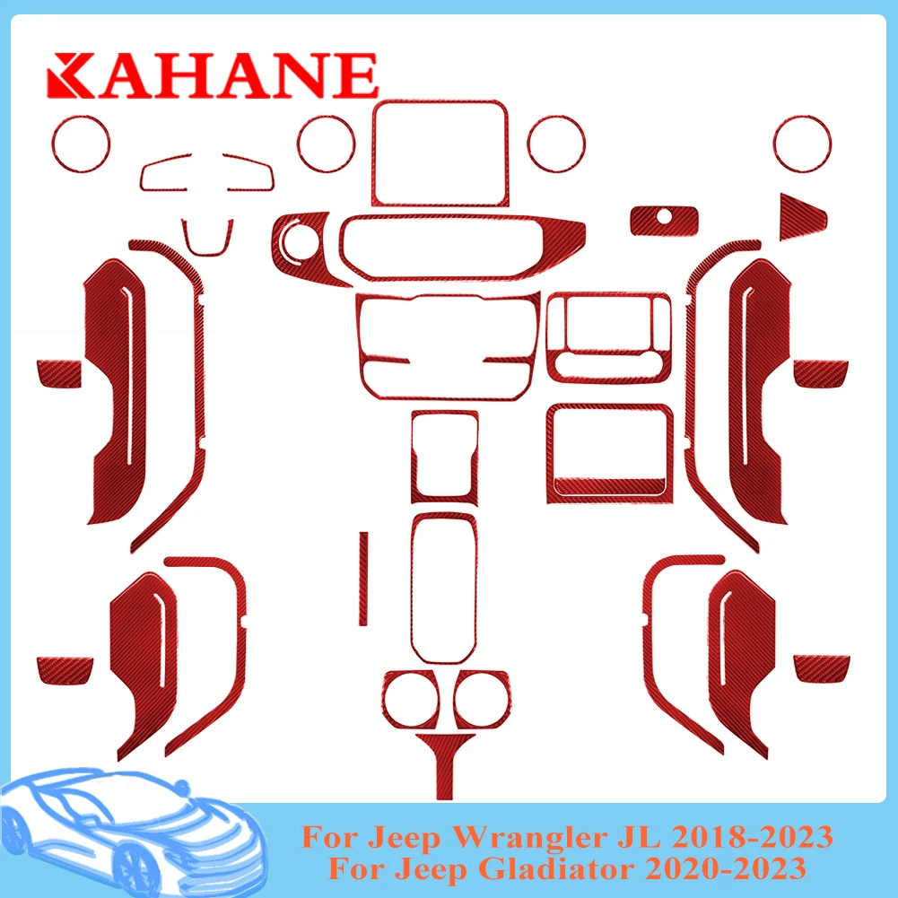 Красные наклейки из углеродного волокна Накладка для Jeep Gladiator 2020-2023 Wrangler JL 2018-2023