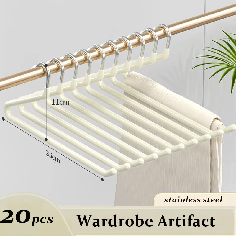 

10PCS Metal Pants Hanger Pants Organizer Clothes Closet Trouser Rack Storage，35CM Dip Molding Stainless Steel Drying Rack