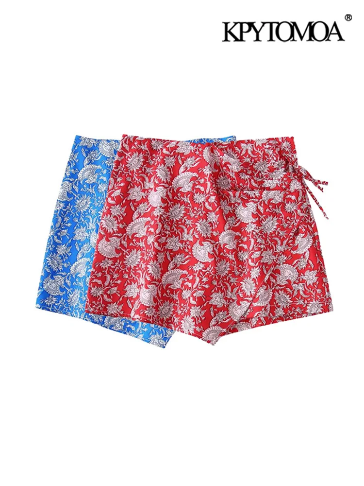 

Шорты KPYTOMOA женские с завязывающимся принтом, Модные Винтажные юбки с завышенной талией, на молнии сзади