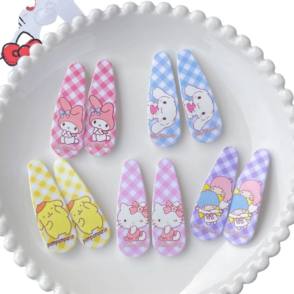 

New plaid bb clip My melody Cinnamoroll KT cat hair clip cartoon cute girl fringe clip student hair accessories Children's gifts