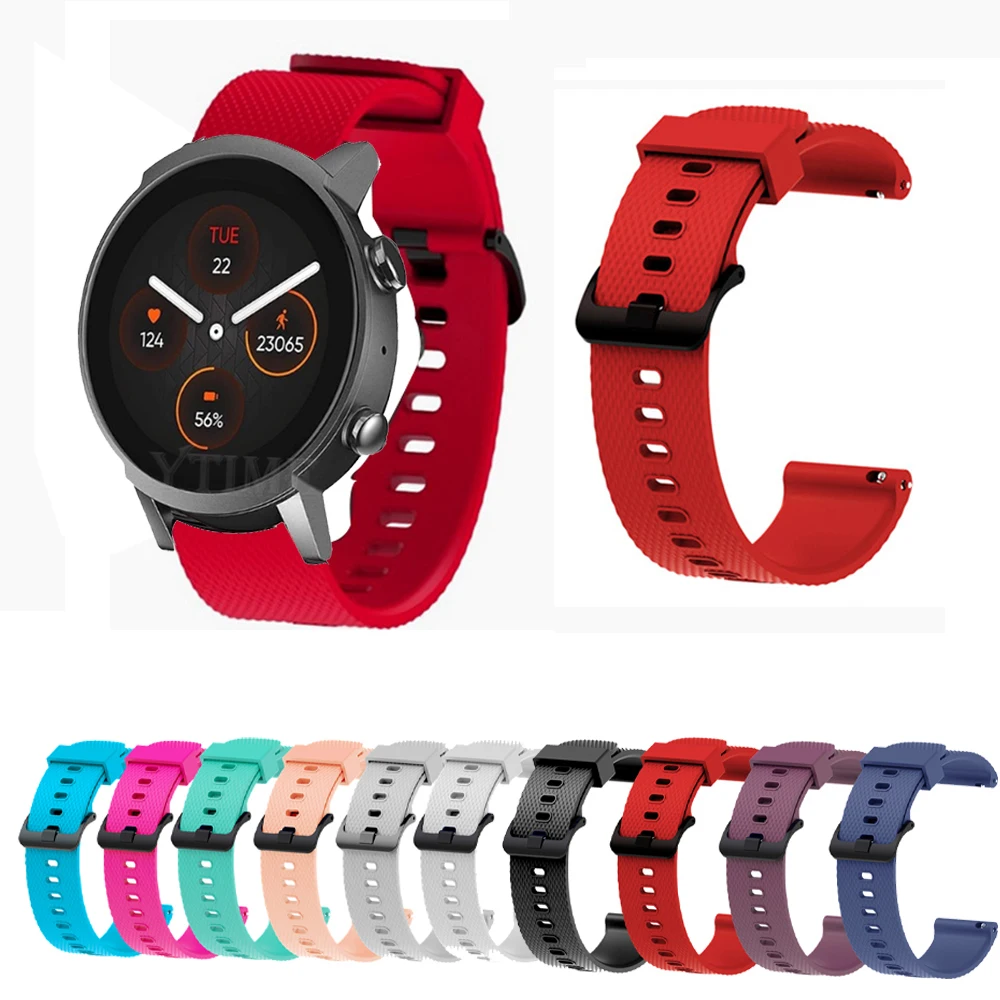

Силиконовый браслет для Garmin Vivoactive 3, ремешок для наручных часов Ticwatch GTH E3 2 E, 20 мм, для Haylou RS4 Plus /LS02