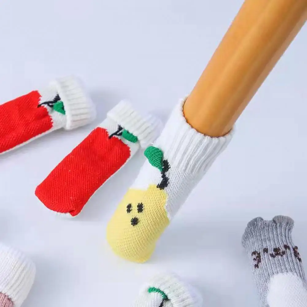 4Pcs/Set Table Leg Cover Thickened Noise Reduction Acrylic Fiber Knitted Door Handle Chair Foot Sock for Household |
