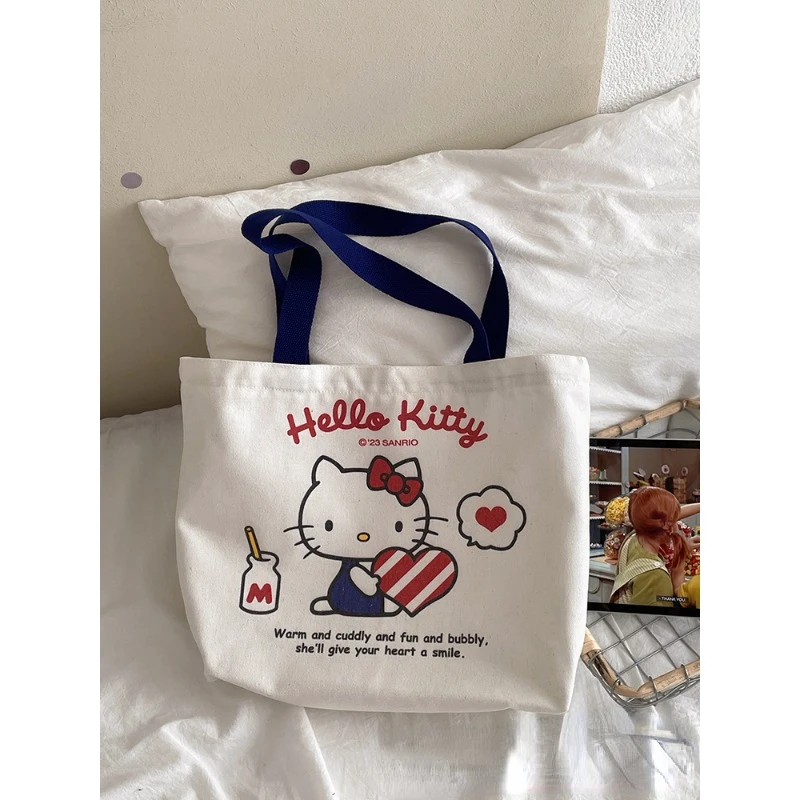 Холщовая Сумка для покупок Sanrio милая портативная и полезная вместительная сумка
