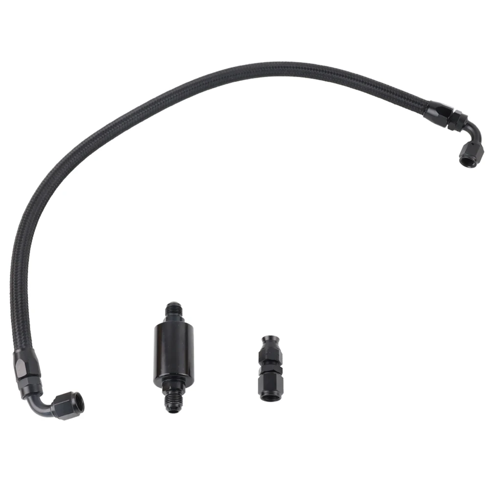 Black AN6 Filter Tucked Fuel Line Fittings Kit Inline Filter For Honda Civic Integra B/D Series EG EK DC2 CRX EF