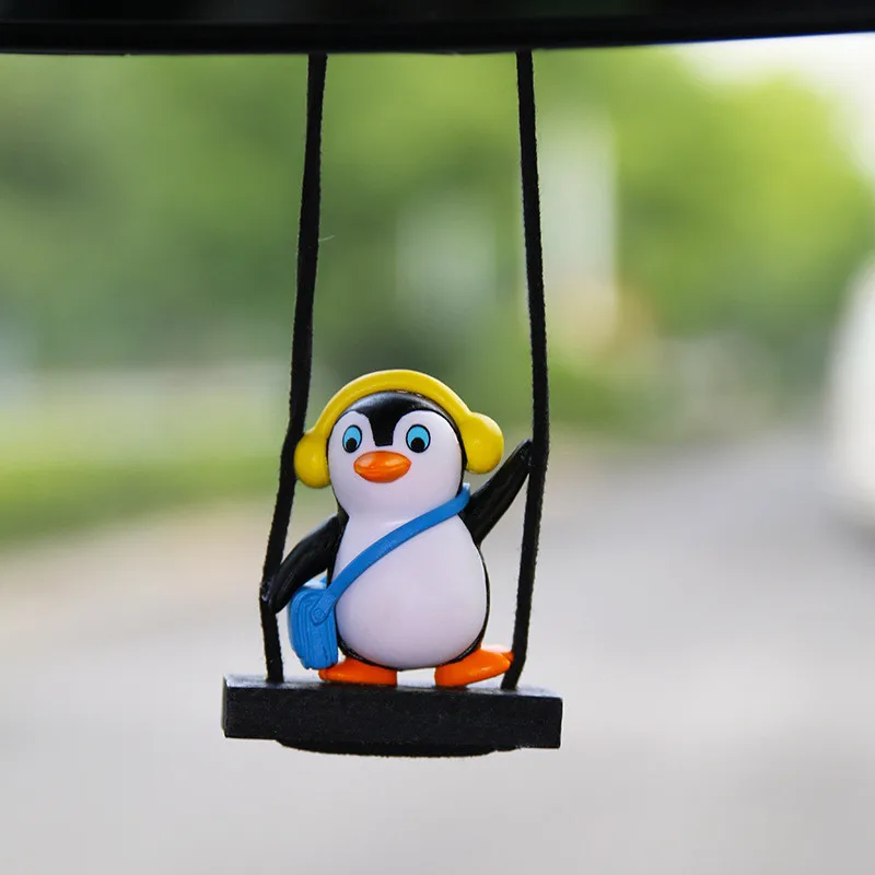 

Cute Cartoon Penguin Anime Car Interior Decoration Swing Duck Auto Rearview Mirror Pendant Car Decoration Accessories Best Gifts