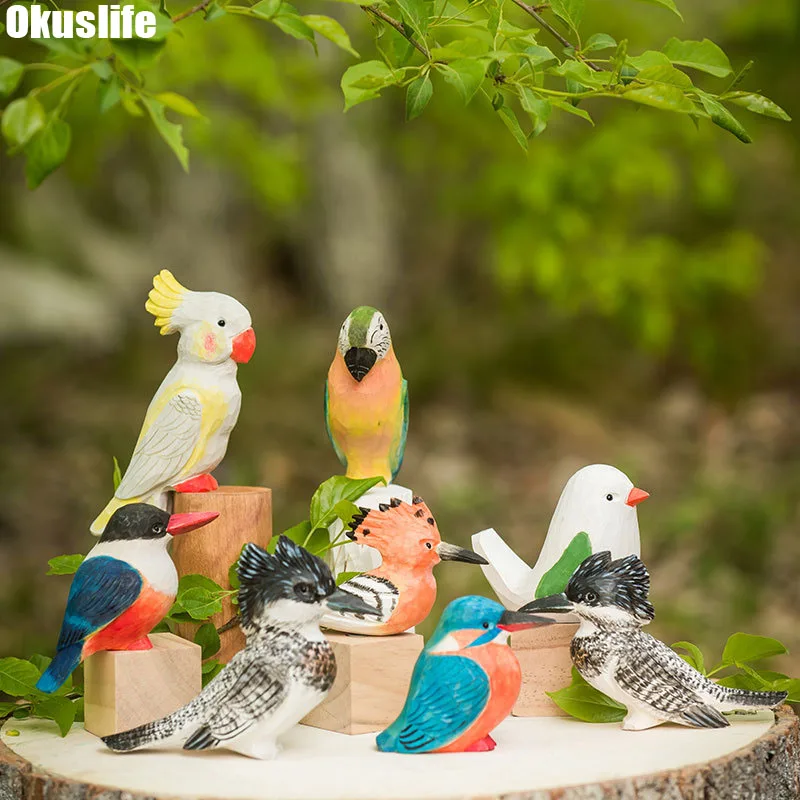 

ins parrot decoration small fat bird wooden ornament wooden children's toy decoration cute gift office living room