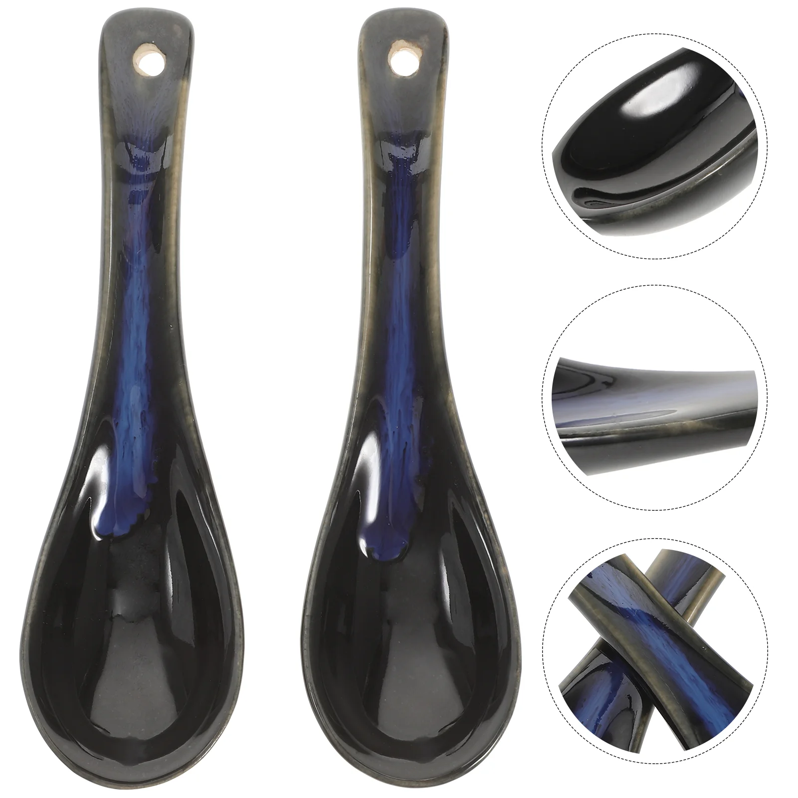 

2 Pcs Japanese Spoon Dinner Spoon Small Spoons Personality Asian Soup Spoons Ceramic Food Spoons Chinese Porcelain Spoons