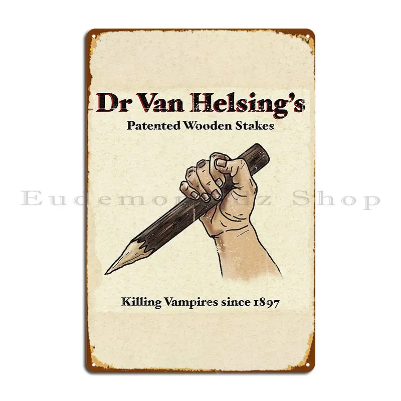 Винтажный рекламный металлический плакат Dr Van Helsing S с деревянной стойкой