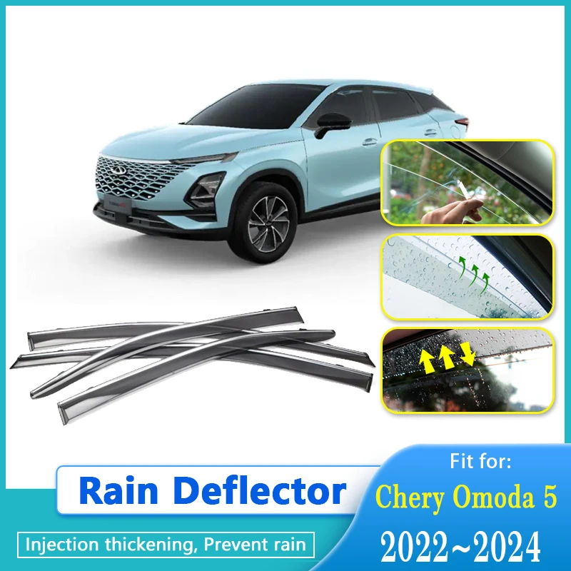 

Дефлекторы дождя для Chirey Chery Omoda 5 C5 Fownix FX 2022 2023 2024, автомобильные оконные фольги, козырек, защита от ветра), автоаксессуары