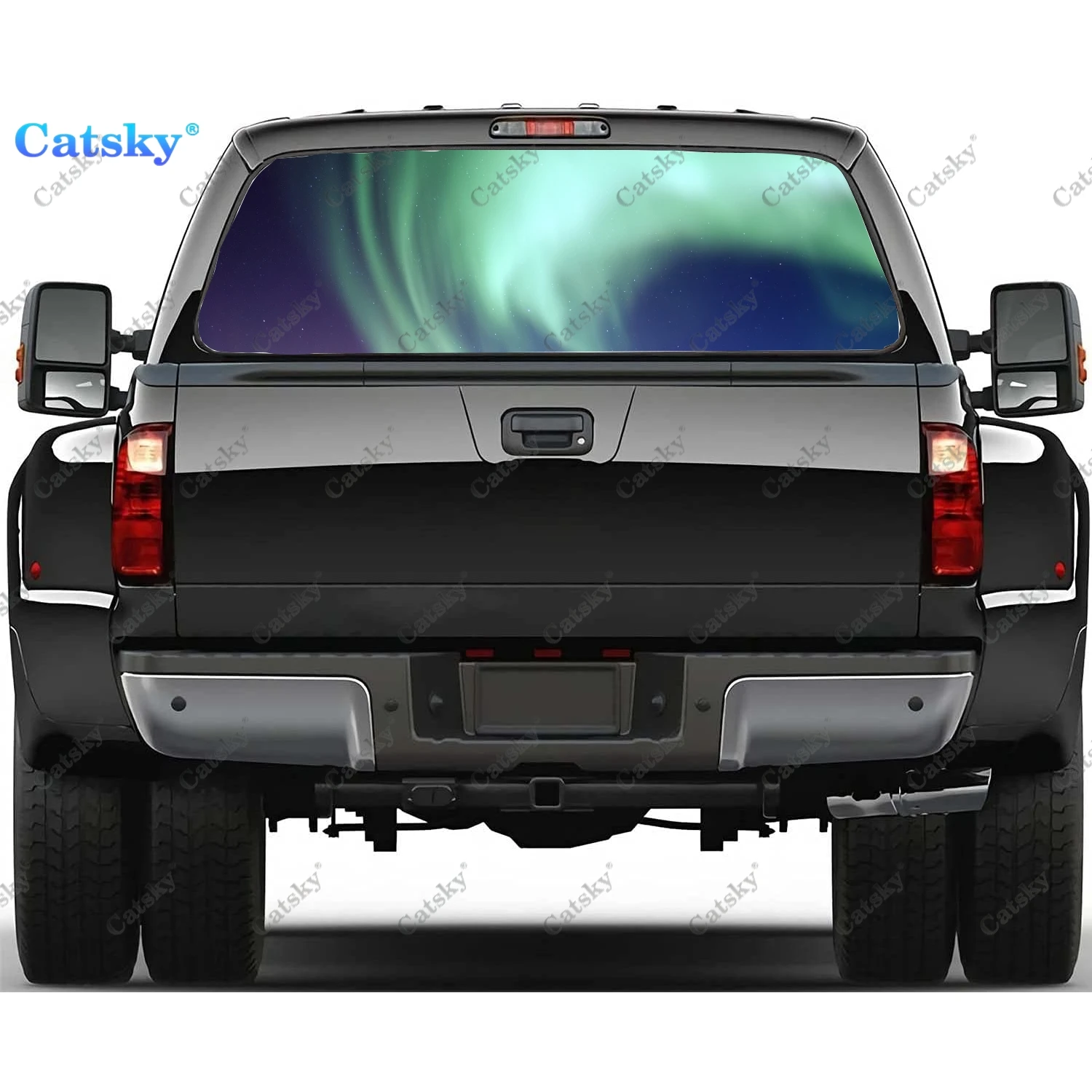 

Натуральный зеленый Borealis, наклейка на заднее стекло автомобиля, наклейка на заднее стекло, перфорированная виниловая графика