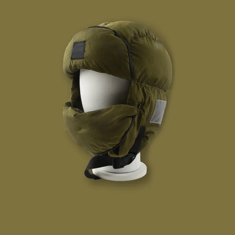 

Visibility Reflective Bomber Hat with Ear Flap Face Mask Down Warm Trapper Russian Ushanka Cap Wind Proof Ski Thermal Winter Hat