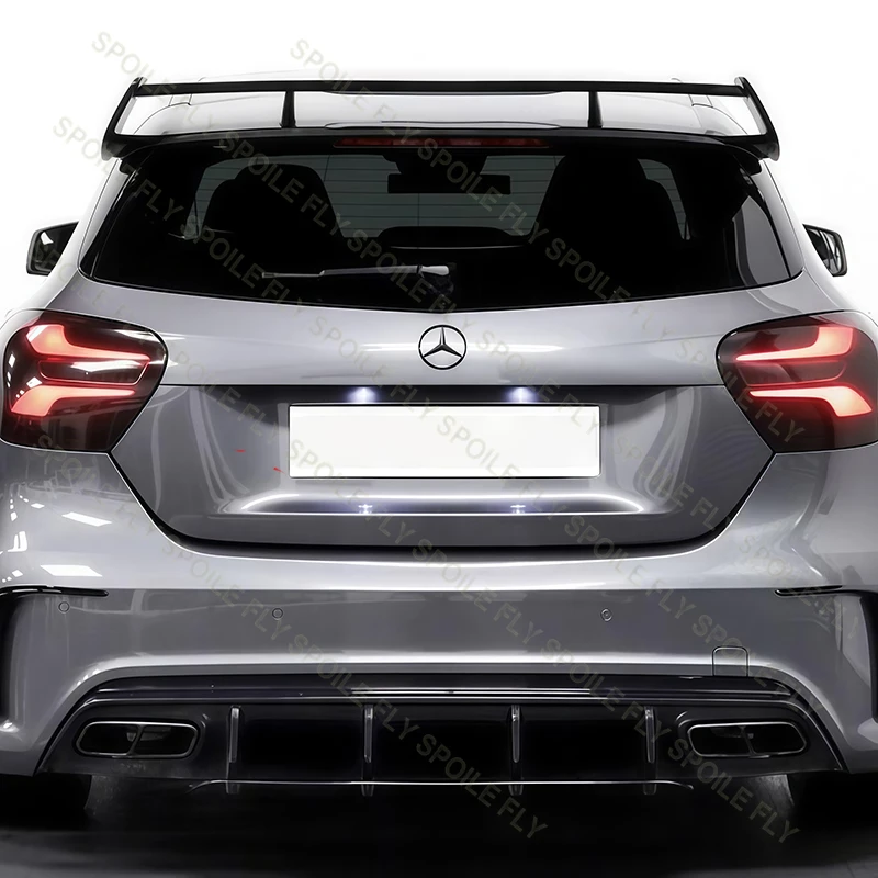 Фото Для Mercedes A Class Benz W176 A180 A200 A250 A45 2013-2018 AMG Высокое качество ABS автомобильный задний бампер спойлер обвес комплект №2