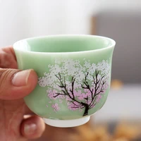 magic sakura cup japanese cold temperature color changing tea cup ceramic kung fu single cup set special gift for friends