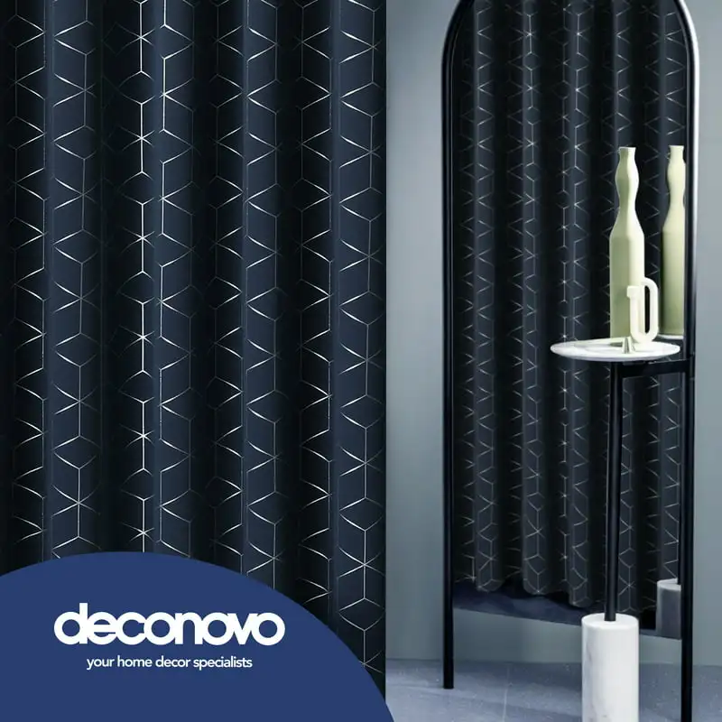 

Premium Quality Navy Blackout Diamond Foil Print Grommets Thermal Insulated Room Darkening Curtains for Living Room, 52W x 72L i