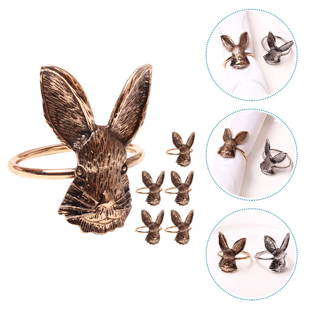 

Napkin Ring Holder Rings Holders Serviette Table Buckles Bunny Napkins Rabbit Year Thanksgiving Bands Dinner Metal Decorative