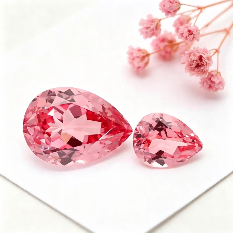Фото Лабораторный изолированный гранат Padparadscha красного цвета, грушевидной формы, с сертификатом №3