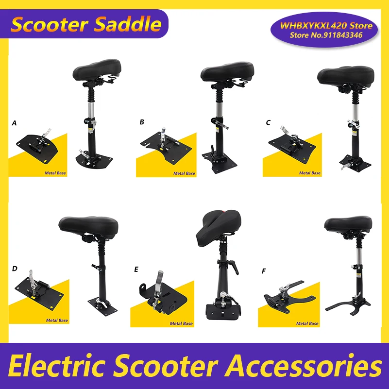 

10 Inch Electric Scooter Saddle Foldable Height Adjustable Shock-Absorbing Folding Seat Chair Shock Seat Post for KUGOO M4 Pro