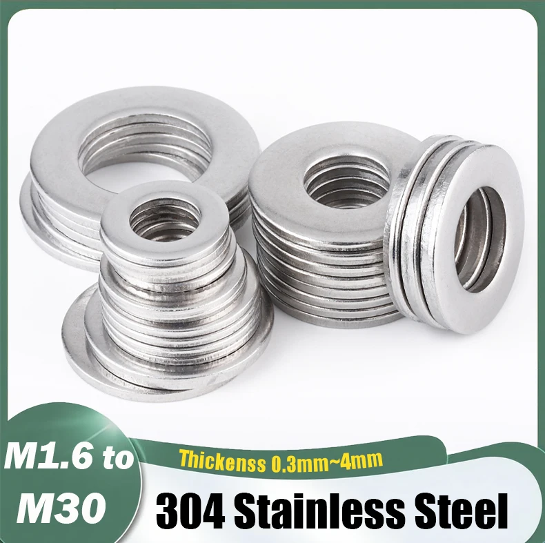 

Прокладка из нержавеющей стали 304. Ультратонкий металлический винт. Плоская шайба. Стандартное увеличение. Утолщенная мезоновая шайба M1.6 M2 M3 M5 M6 M8 ~ M30.