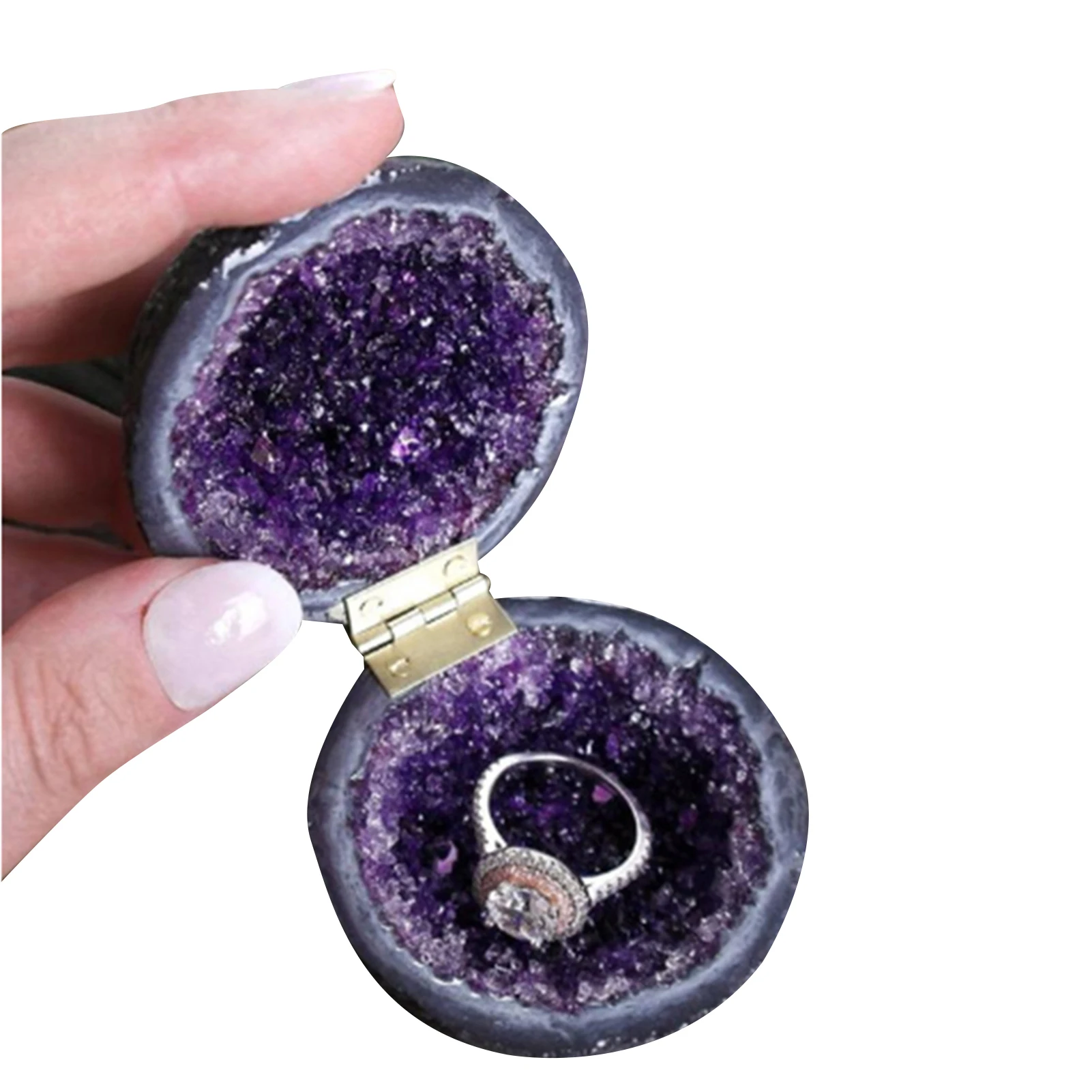 2022 Birthday Gifts Novelty Proposal Ring Box Resin Imitation Crystal Round Jewelry Box Personality Ornament Anniversary Gift