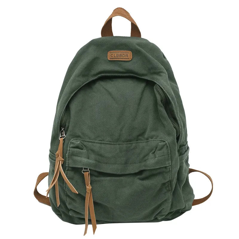 

Unisex 100% Cotton Backpacks Solid Color School Bags Large Capacity Clouth Leisure Or Travel Bags Lazy Style Satchels