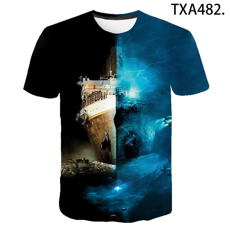 

Personality Titanic Pattern Short Sleeve Leonardo DiCaprio T-shirt Boy Girl Child 3D Printed Streetwear Cool Men Women Tops Tee
