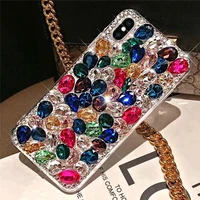 phone case bling crystal diamond rhinestone 3d colorful stones back cover for iphone 11 12 13 mini pro max xr x 7 8 plus