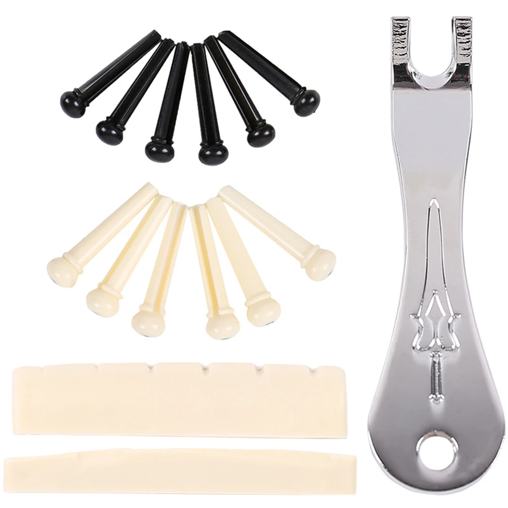 

15Pcs Acoustic Guitar Bridge Pins Nail Puller Remover Tool Saddle Nut Set Replacement Parts For Guitar Parts Accessories