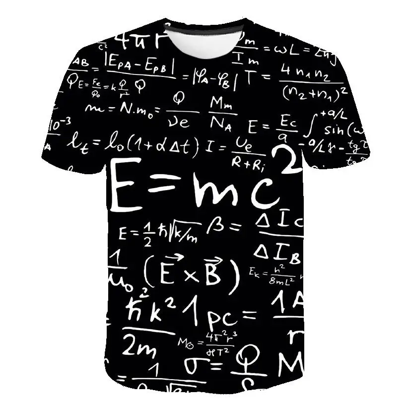 

2022 Summer Fun Physics Formula Math T-shirt 3D-Printed O Collar Men Loose Street Style Short Sleeves Fashion Trend Tee