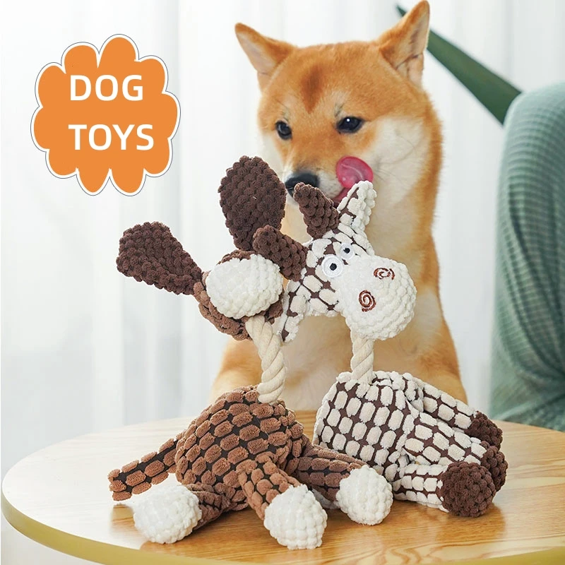 

Dog Toys Donkey Shape Corduroy Chew Toy For Puppy Squeaker Squeaky Plush Bone Molar Pet Toys Bite Resistant Teeth Cleaning Toy