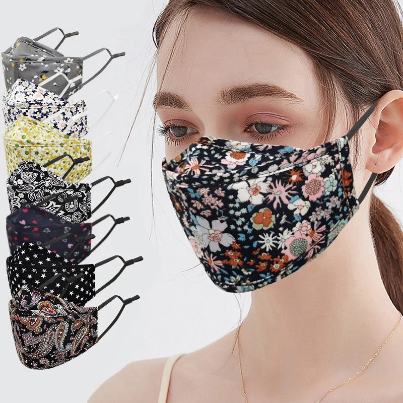 Новая хлопковая маска из ивы 3D для лица с цветочным принтом Пылезащитная