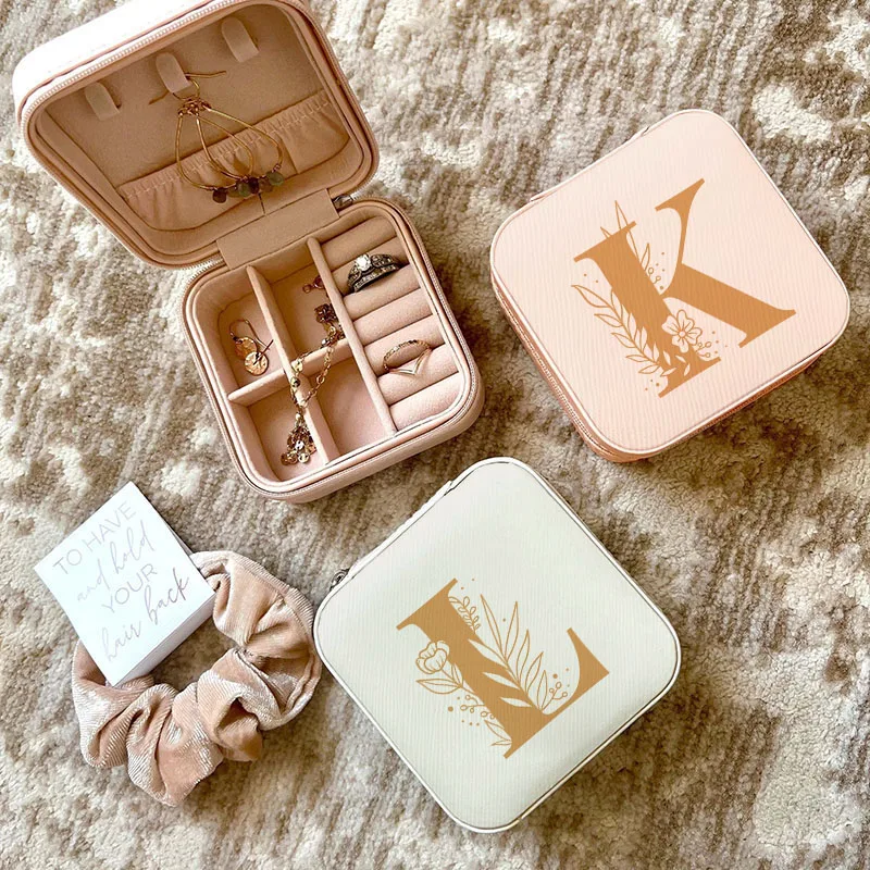 

Yellow Letter Print Jewelry Boxe Travel Jewelry Storage Organizer Case Valentine Gifts Necklace Organizer and Packaging Ring Box