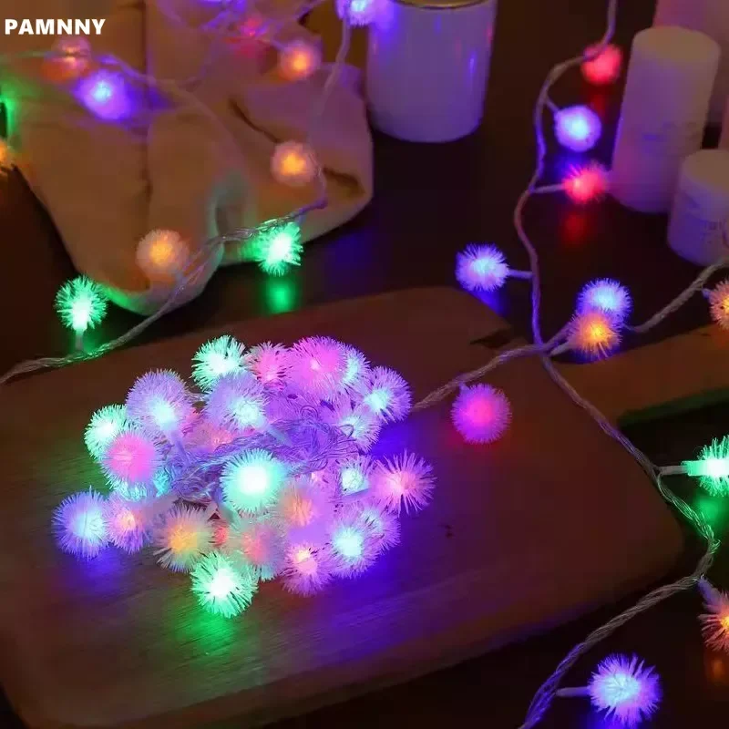 

Snow Ball Flower Garland Christmas Lights 3M 6M Battery Powered Wedding Birthday Party Holiday House Bedroom Decor Fairy Lights