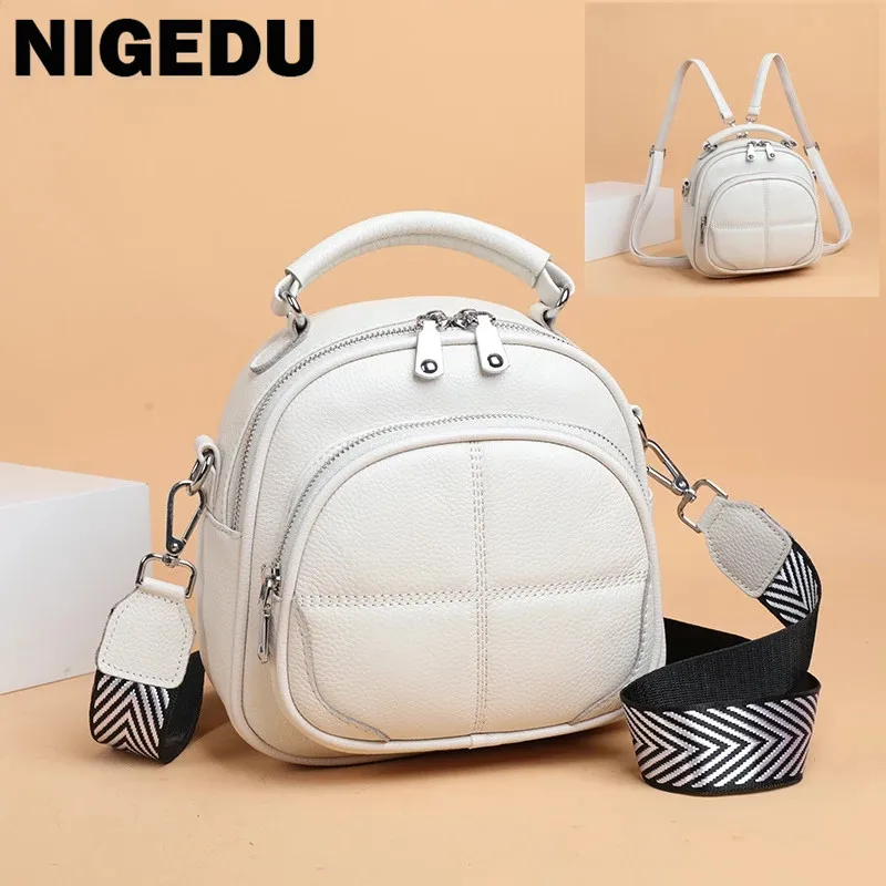 

Женский рюкзак из натуральной кожи, многофункциональная сумка на плечо с широким ремешком, маленькие женские сумки-тоуты, ручная сумка для ...