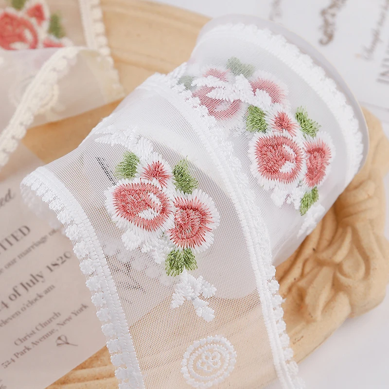 4 5 метра вышитые кружевные ленты винтажные розы полые резные сетчатые пришивные