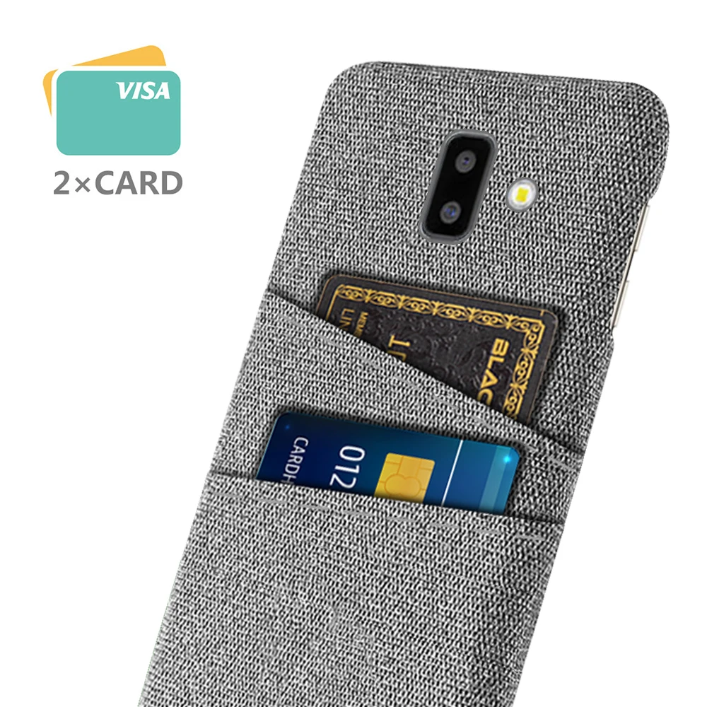 

Luxury Fabric Dual Card Phone Case For Samsung Galaxy J4 J6 Plus J8 2018 Back Cover on J6 2018 J6+ J610F Coque Funda J4PLUS