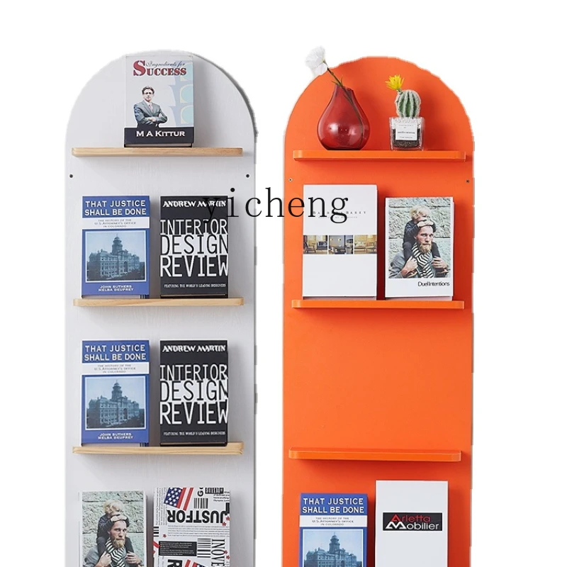 

XL Living Room Floor-Standing Rack Arch Magazine Rack Fan-Shaped Color Wall Bookshelf Display Stand