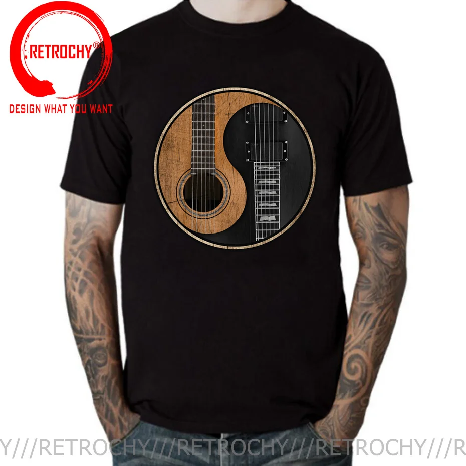 

Футболка с изображением акустической электрогитары, футболка с изображением китайской тайцзи, длинная футболка с изображением потрясающе...