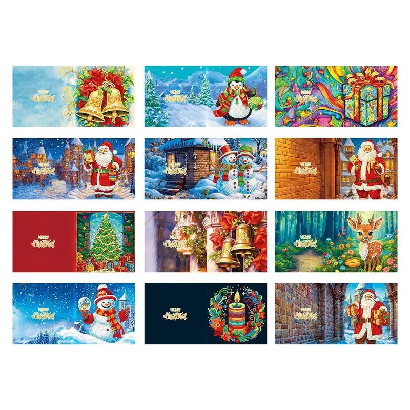 

DIY рождественские открытки, новинка, наборы для изготовления открыток с рождественскими элементами, 12 шт., рождественские поделки для детей, поздравительные открытки, рукоделие