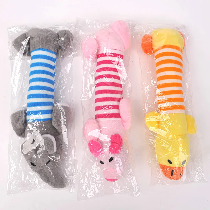 

Pet Dog Cat Funny Fleece Durability Plush Dog Toys Squeak Chew Sound Toy Fit for All Pets Elephant Duck Pig Plush Toys