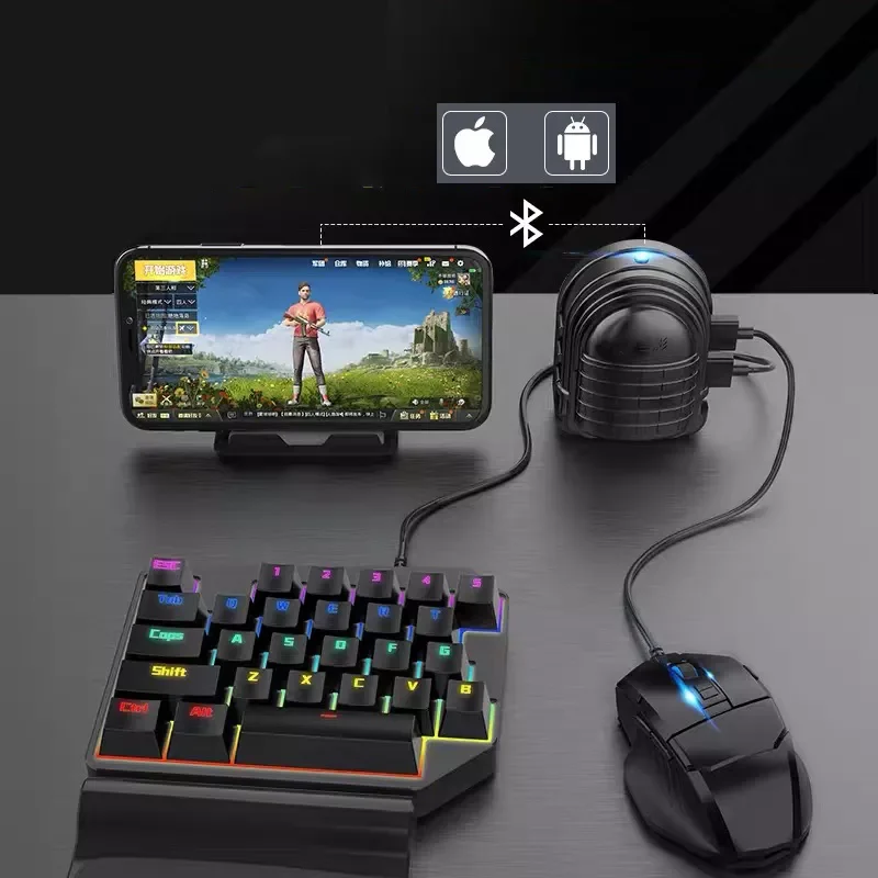

Mobile Game Keyboard and Mouse Adapter, USB Mobile Game Controller Converter Wired/Wireless Connections, Adapter for Android/iOS