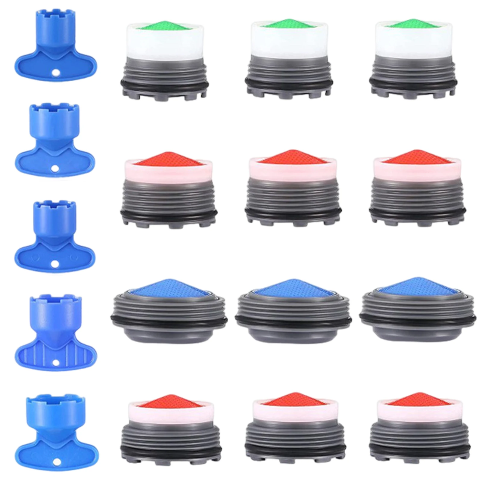 

17pcs Removable M16.5 M18.5 M21.5 M24 Easy Install With Key Tap Aerator Set Replacement Part Water Saving Universal Plastic