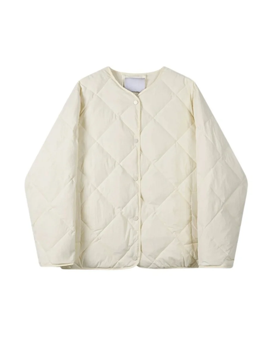 Кремово-белый пуховик с хлопковой подкладкой женская одежда новинка 2024 зимняя