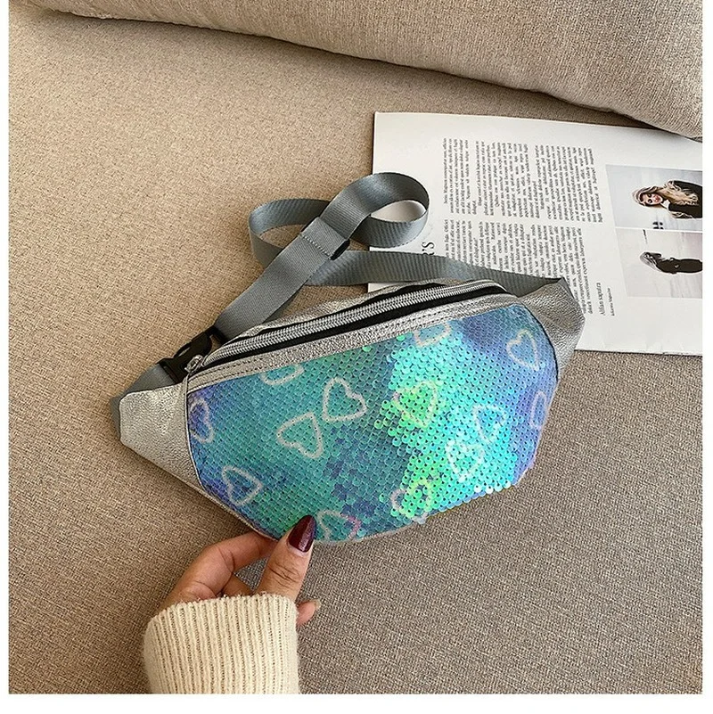 

Multifunctional Mobile Coin Purse Woman 2022 Designer Fashion Trend Sequin Sports Waist Bag Ladies Running Crossbody Small Bag